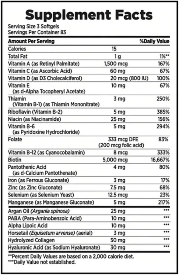 Nature's Bounty Hair Skin and Nails 5000 mcg de biotina, 250 comprimidos recubiertos extra fuertes