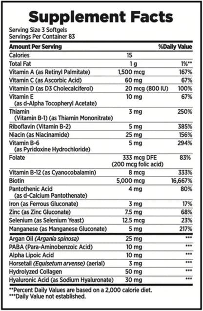 Nature's Bounty Hair Skin and Nails 5000 mcg de biotina, 250 comprimidos recubiertos extra fuertes